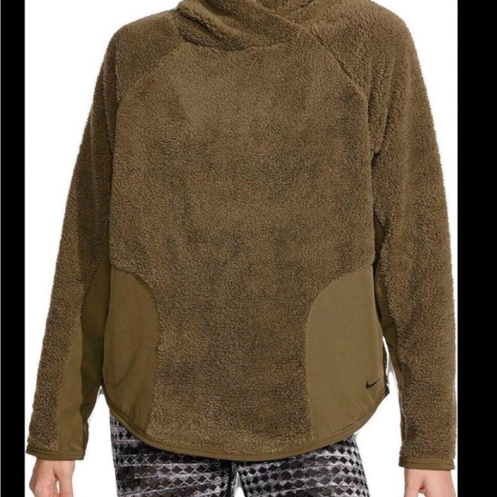 Nike Olive Green Sherpa Fleece Hoodie